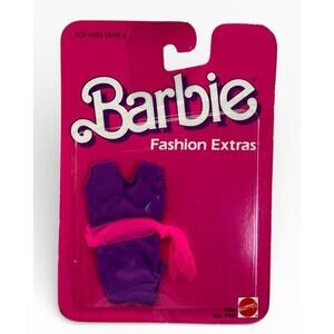 Barbie Fashion Extras Purple Leotard and Pink Sash 1984 Mattel 9866 New